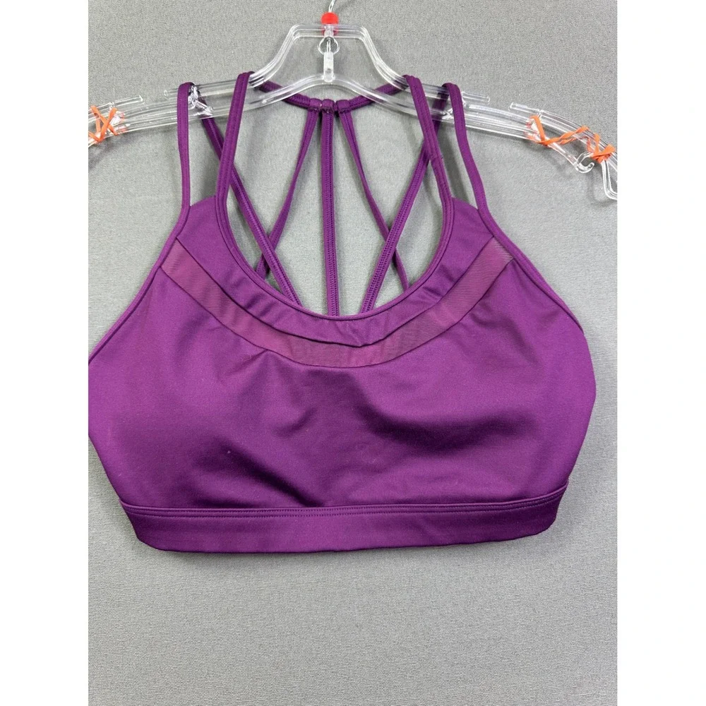 Victoria Sport Victorias Secret Purple Strappy Cage Back Mesh Sports Bra Small